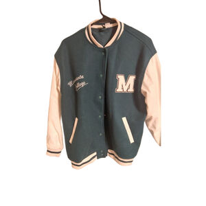 Women's H&M Minnesota College Varsity Jacket M Green & Beige